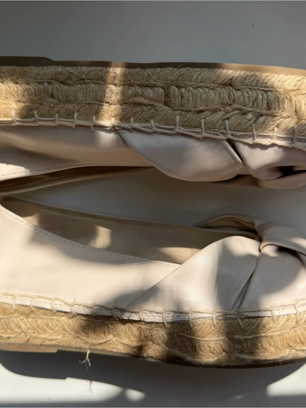 stradivarius Cream Espadrille Flats with Knotted Upper